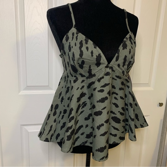 Scoop Olive Cheetah Baby Doll Cami Top - Picture 3 of 6
